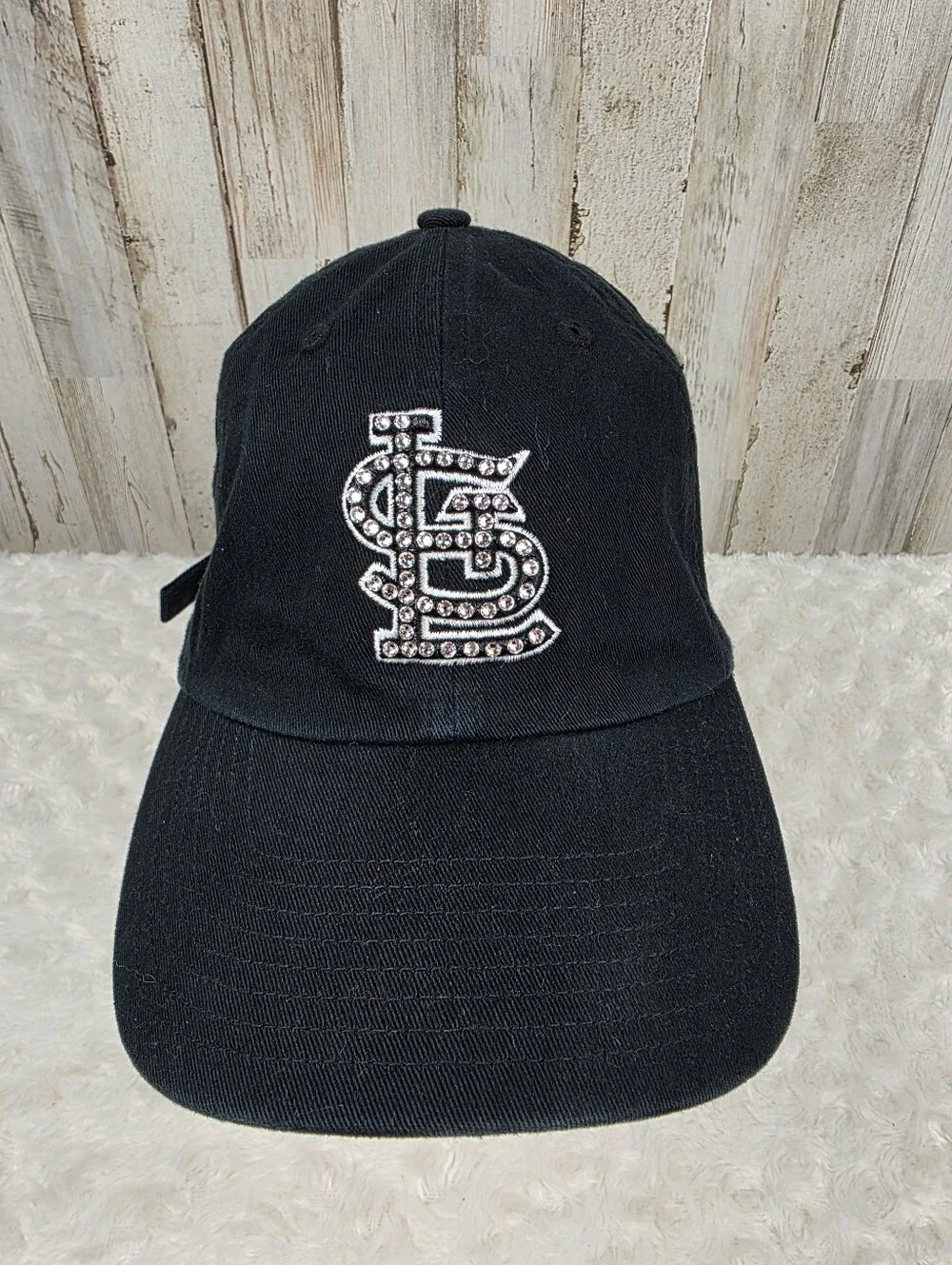 St. Louis Cardinals Black Rhinestone Logo Baseball Cap OSFA